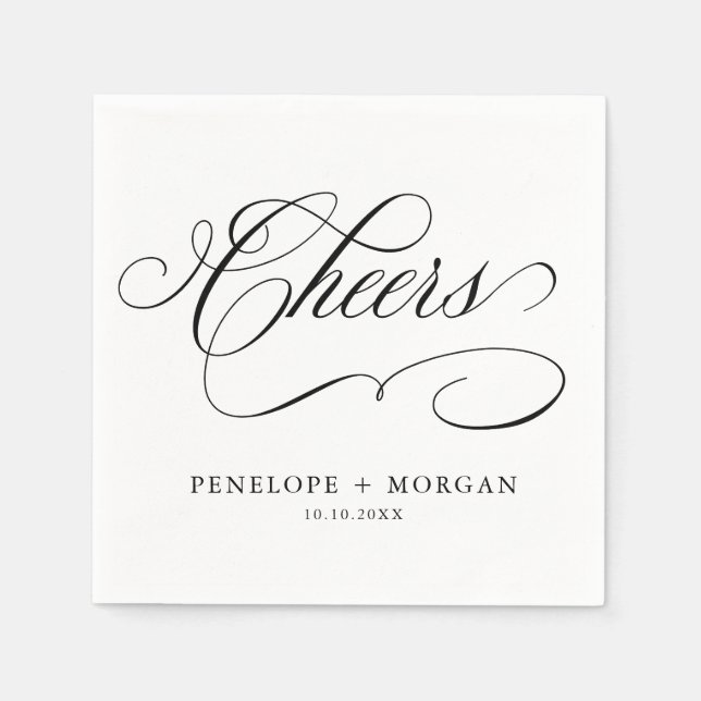 Modern calligraphy timeless black & white wedding napkins (Front)