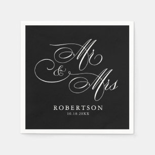 Modern calligraphy timeless black & white wedding napkins