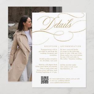 Modern calligraphy timeless gold and white wedding enclosure card