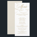 Modern calligraphy timeless gold and white wedding menu<br><div class="desc">A timeless and elegant wedding menu featuring refined calligraphy script on a classic background,  perfect for a formal and sophisticated wedding celebration. For customization or additional products featuring this design,  please feel free to contact me.</div>