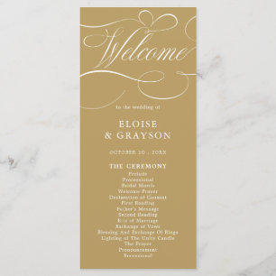 Modern calligraphy timeless gold and white wedding program