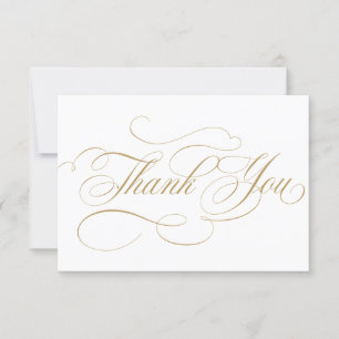 Modern calligraphy timeless gold and white wedding thank you card