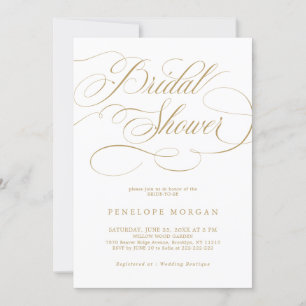Modern calligraphy timeless gold Bridal Shower Invitation