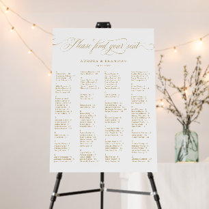 Modern calligraphy timeless gold Seating Chart Foam Board