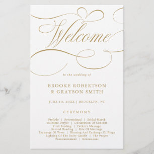 Modern calligraphy timeless gold Wedding Program