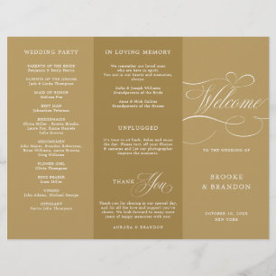 Modern calligraphy timeless gold wedding Program