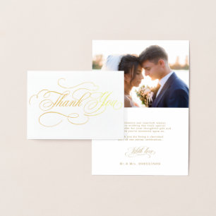Modern calligraphy timeless gold wedding Thank you Foil Card