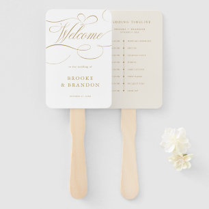 Modern calligraphy timeless gold  wedding Timeline Hand Fan