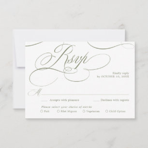 Modern calligraphy timeless Sage Green wedding RSVP Card