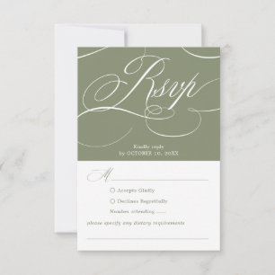 Modern calligraphy timeless Sage Green wedding RSVP Card