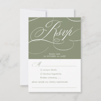 Modern calligraphy timeless Sage Green wedding RSVP Card