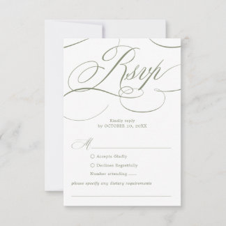 Modern calligraphy timeless Sage Green wedding RSVP Card