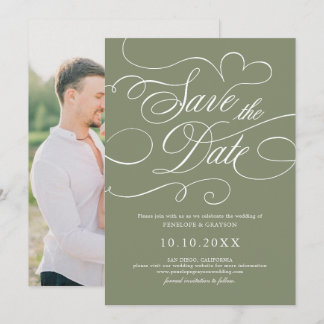 Modern calligraphy timeless Sage Green wedding Save The Date