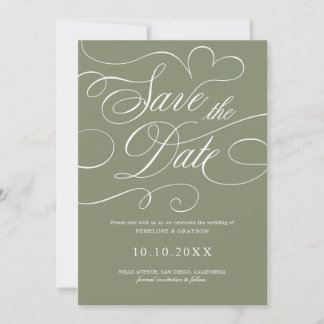 Modern calligraphy timeless Sage QR code wedding Save The Date