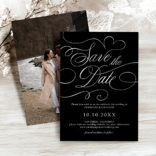 Modern calligraphy timeless Silver Save the Date Foil Invitation