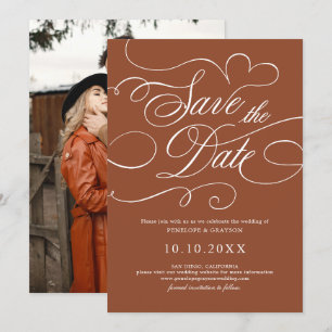 Modern Calligraphy Timeless Terracotta Photo Save The Date