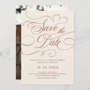 Modern Calligraphy Timeless Terracotta Photo Save The Date