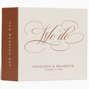 Modern calligraphy timeless terracotta wedding 3 ring binder
