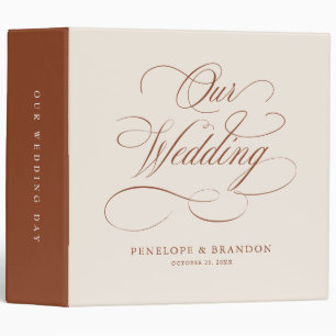 Modern calligraphy timeless terracotta wedding 3 ring binder
