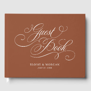 Modern calligraphy timeless terracotta wedding guest book