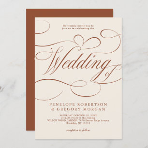 Modern Calligraphy Timeless Terracotta Wedding Invitation