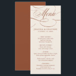 Modern Calligraphy Timeless Terracotta Wedding Menu<br><div class="desc">A timeless terracotta dessert theme  and elegant wedding menu featuring refined calligraphy script on a classic background,  perfect for a formal and sophisticated wedding celebration. For customization or additional products featuring this design,  please feel free to contact me.</div>
