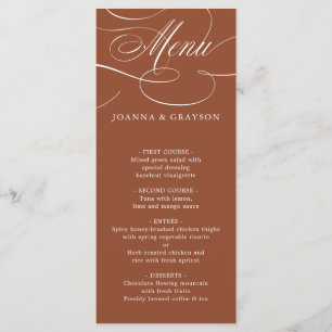Modern Calligraphy Timeless Terracotta Wedding Menu
