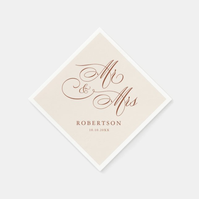 Modern calligraphy timeless Terracotta wedding Napkins (Corner)