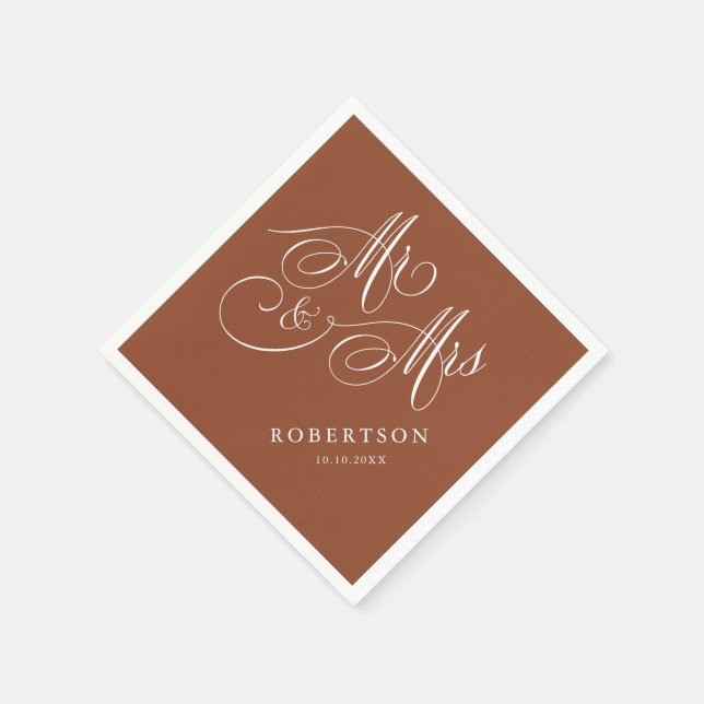 Modern calligraphy timeless Terracotta wedding Napkins (Corner)