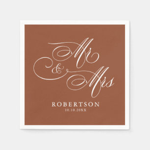 Modern calligraphy timeless terracotta  wedding napkins