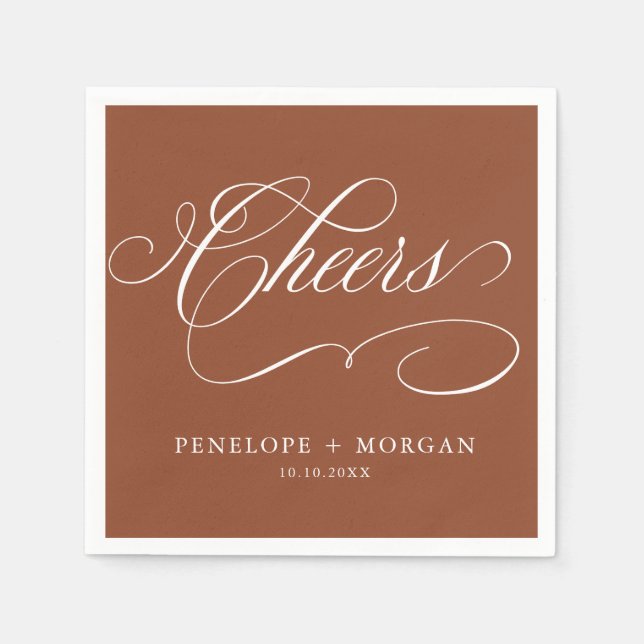 Modern calligraphy timeless Terracotta wedding Napkins (Front)