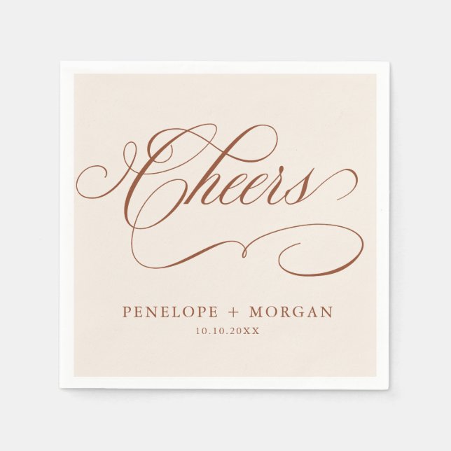 Modern calligraphy timeless Terracotta wedding Napkins (Front)