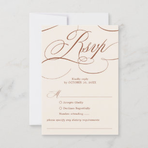 Modern Calligraphy Timeless Terracotta Wedding RSVP Card