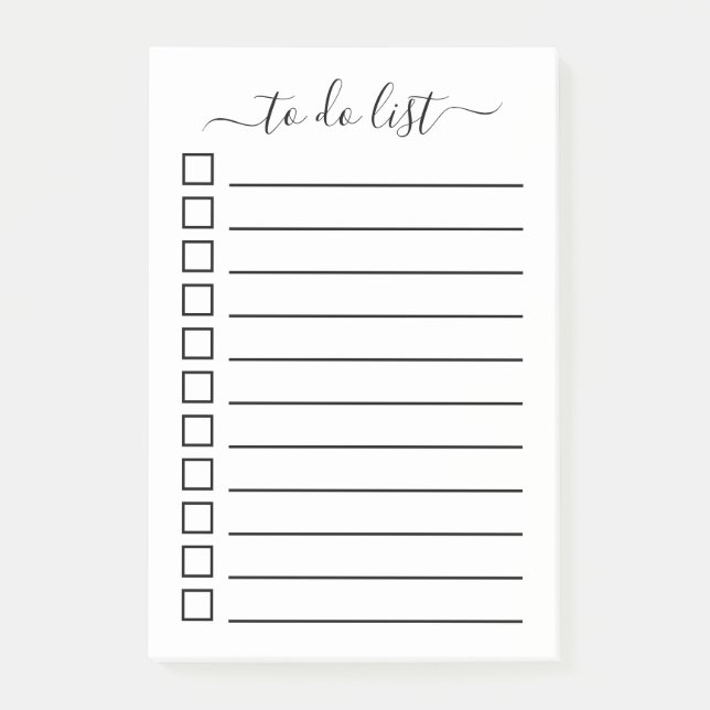 Modern Calligraphy To Do List with Check Boxes Post-it Notes (Front)