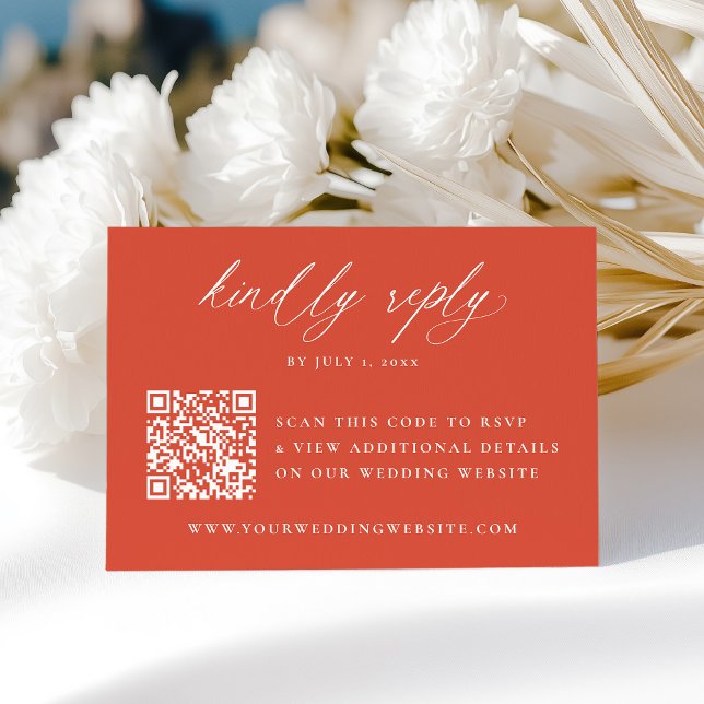 Modern Calligraphy Verona Sunset QR Code Wedding RSVP Card (Creator Uploaded)