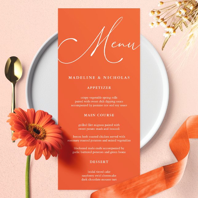 Modern Calligraphy Verona Sunset Wedding Menu (Creator Uploaded)