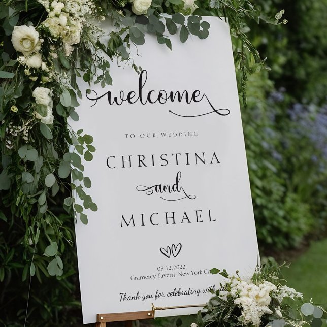 Modern Calligraphy Vertical Welcome Wedding Sign (Creator Uploaded)