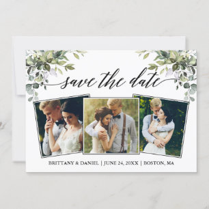 Modern Calligraphy Watercolor Greenery 3 Photo Save The Date