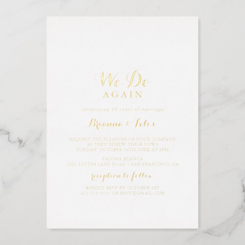 Modern Calligraphy We Do Again Gold   Foil Invitation