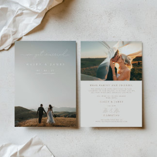 Modern Calligraphy We Got Married 2 Photo Wedding Announcement