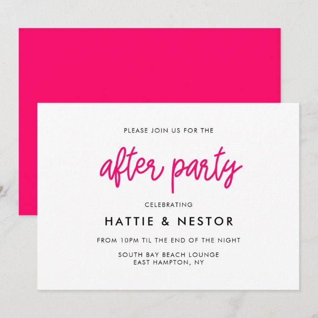 Modern calligraphy wedding after party invitation (Front/Back)