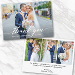 Modern Calligraphy Wedding Bride Groom 4 Photo Thank You Card<br><div class="desc">Modern Calligraphy Wedding Bride and Groom 4 Photos Thank You Card - White Script</div>