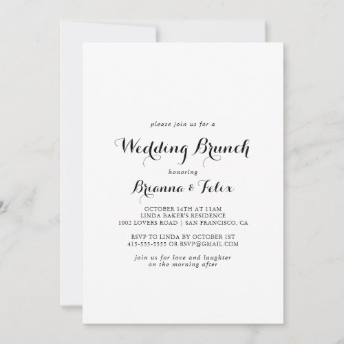 Modern Calligraphy Wedding Brunch Invitation