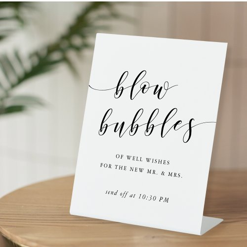 Modern Calligraphy Wedding Bubble Send Off Pedestal Sign