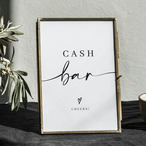 Modern Calligraphy Wedding Cash Bar Sign