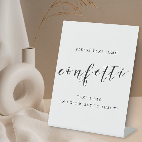 Modern Calligraphy Wedding Confetti Send Off Pedestal Sign