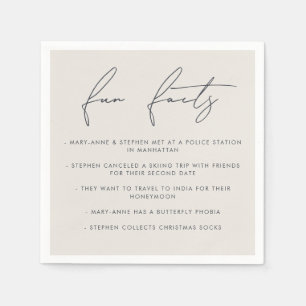 Modern Calligraphy Wedding Couple Fun Facts Napkins
