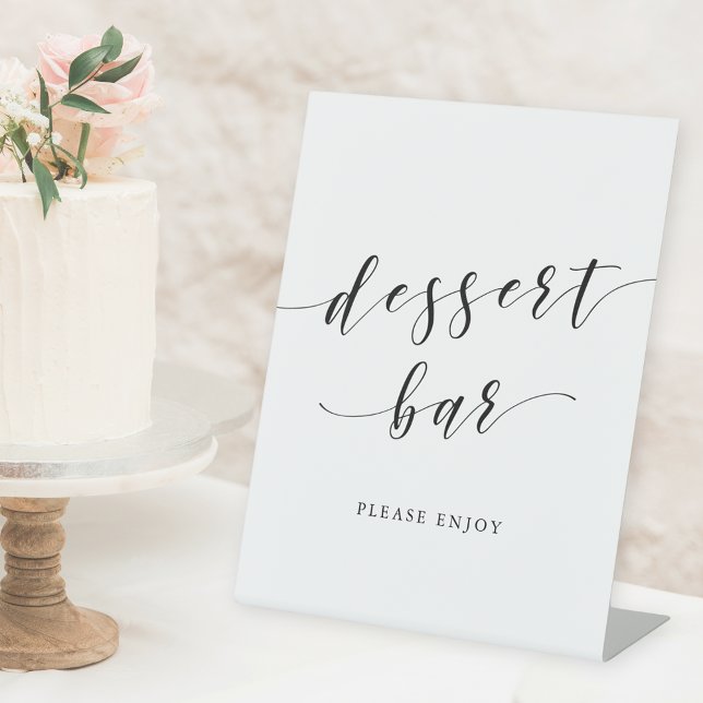 Modern Calligraphy Wedding Dessert Bar Pedestal Sign (Creator Uploaded)
