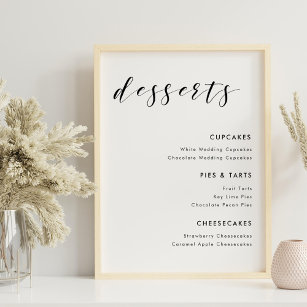 Modern Calligraphy Wedding Desserts Menu Sign
