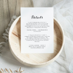 Modern Calligraphy Wedding Details Enclosure Card